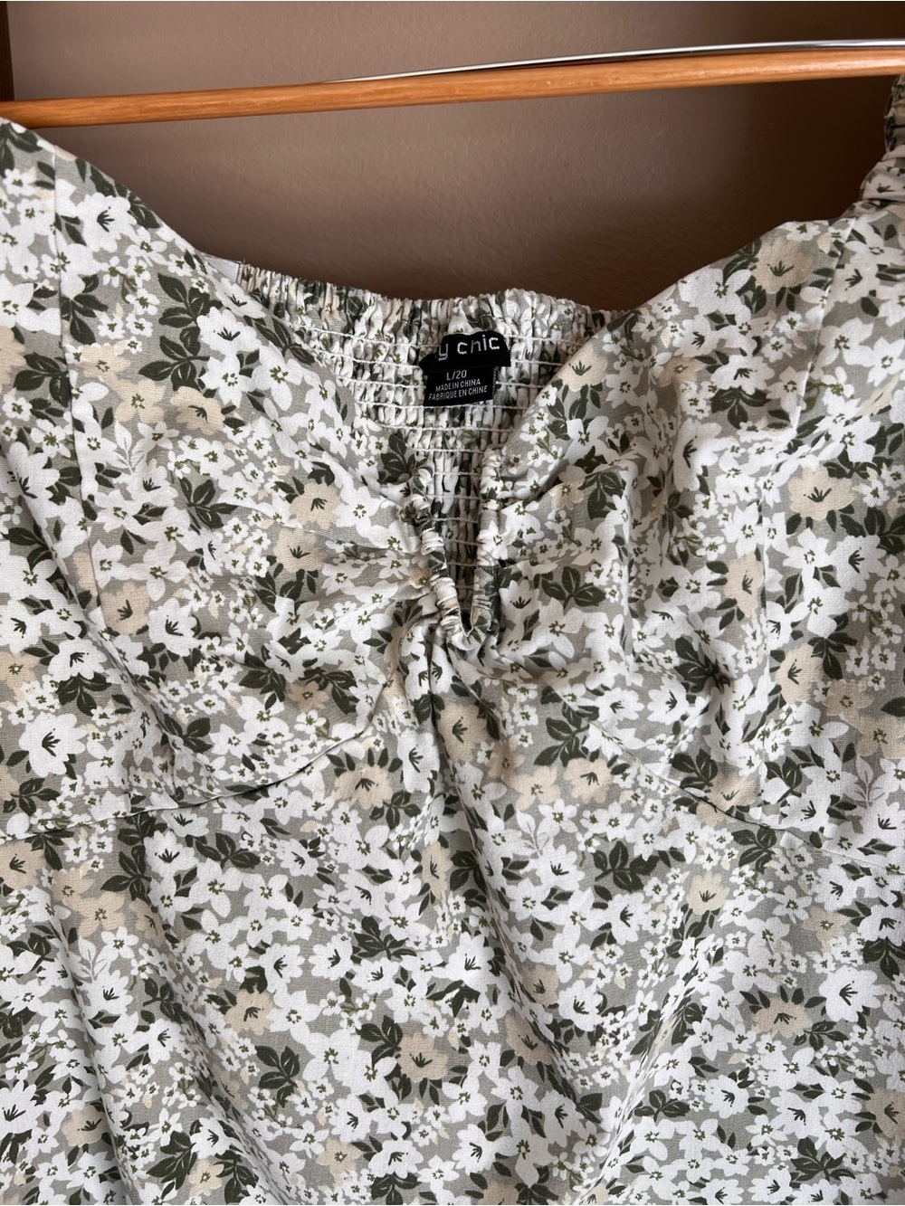 City Chic White Dress with Olive Green Floral Detail - Picture 6 of 8